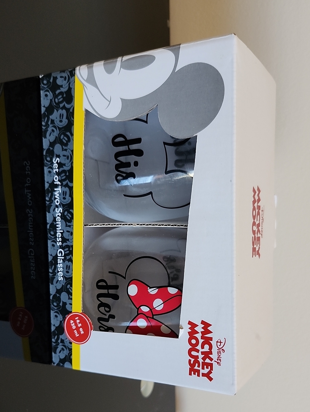 Disney Mickey & Minnie Stemless Glasses Set - Red and Black